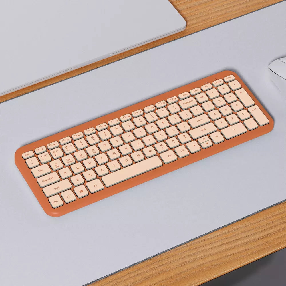 Keyboard Full-Size Dual Wireless Flat Key Office Keyboard with Seasonal Solid Color Shell