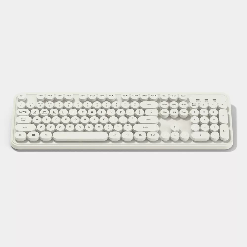 Keyboard Full-Size Dual Wireless Retro Round Pop Key Office Keyboard