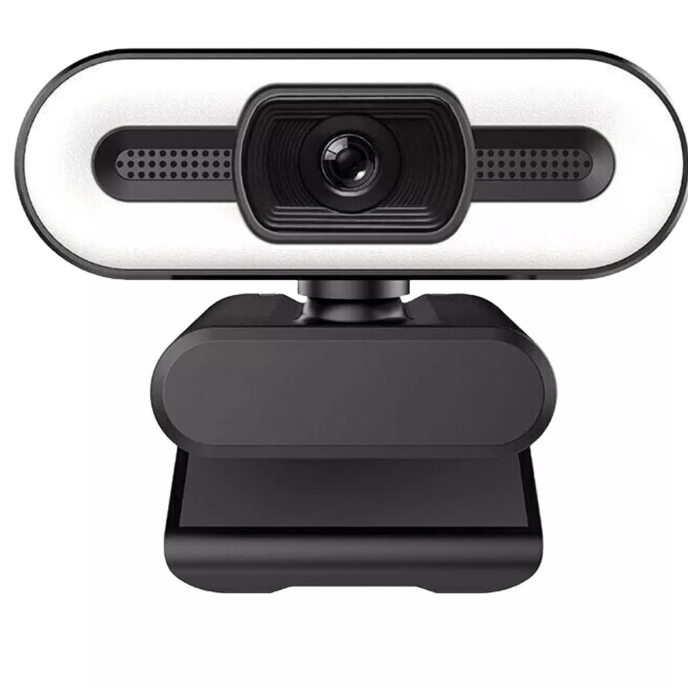 Webcam 2K HD USB3.0 Webcam with Adjustable Ring Light, Autofocus & Noise Cancelling Microphone