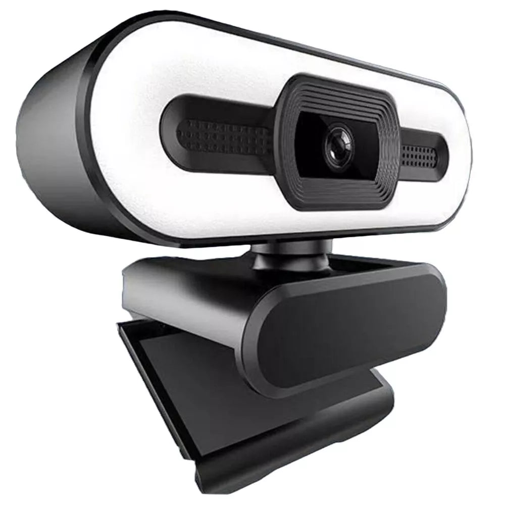Webcam 2K HD USB3.0 Webcam with Adjustable Ring Light, Autofocus & Noise Cancelling Microphone
