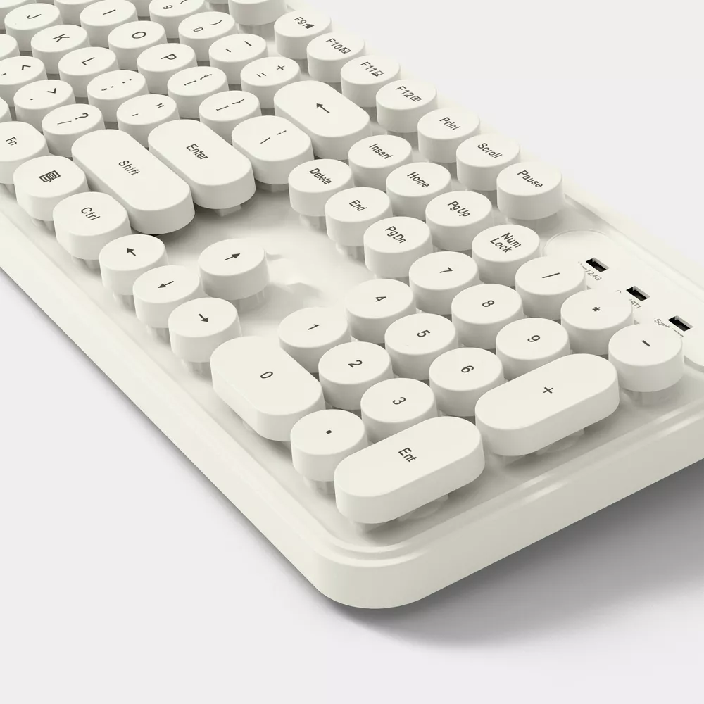 Keyboard Full-Size Dual Wireless Retro Round Pop Key Office Keyboard