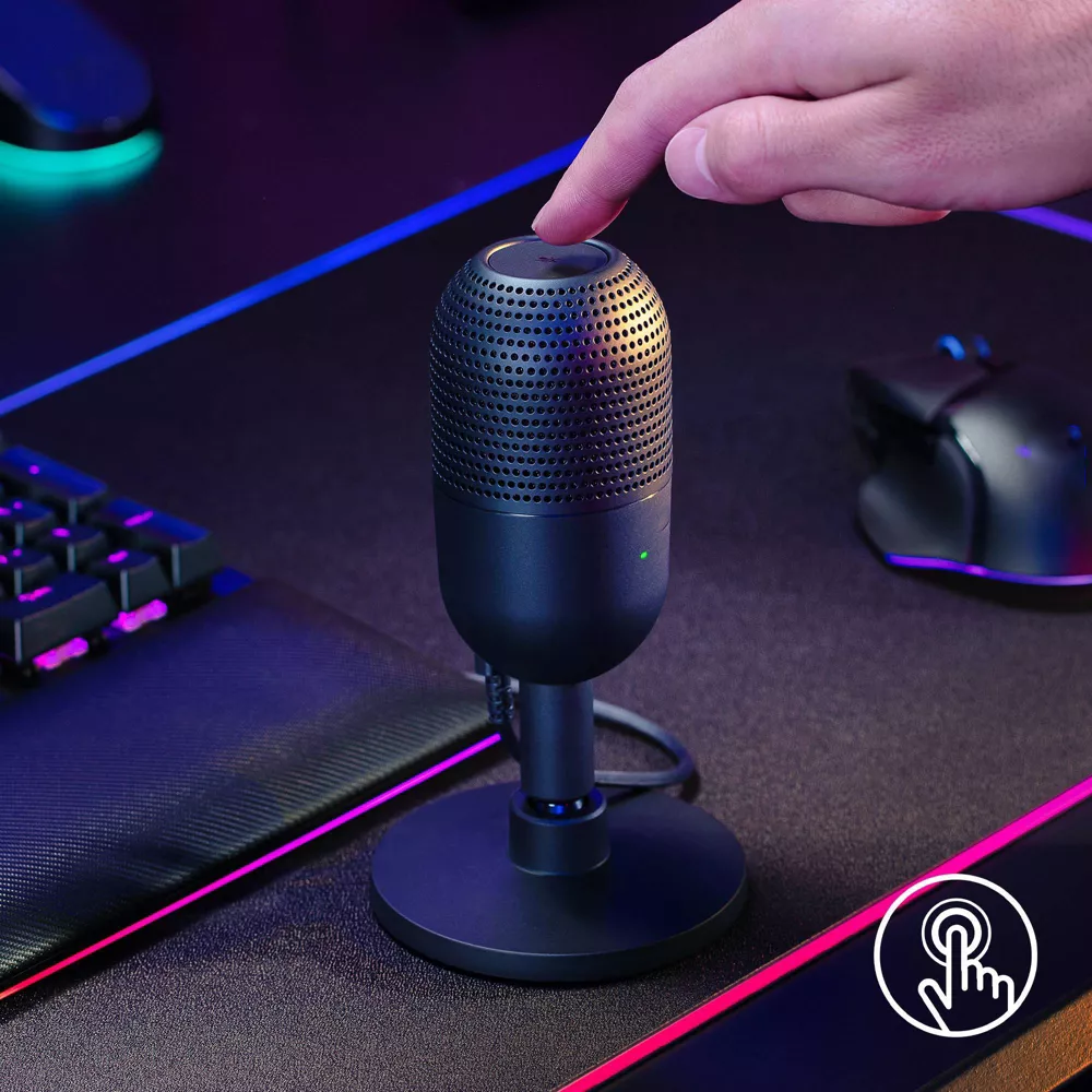 Microphone Ultra Compact USB Condenser Microphone Supercardioid Pickup with Tap-to-Mute & Built-In Shock Mount