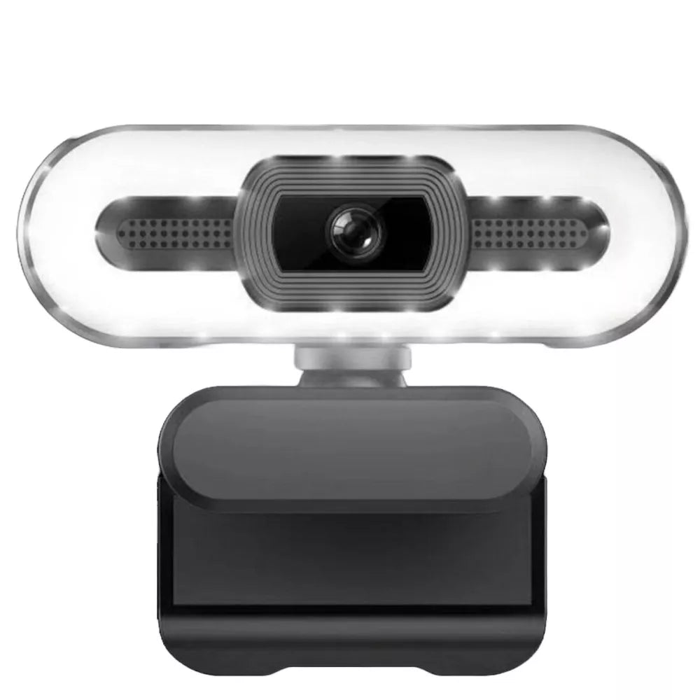 Webcam 2K HD USB3.0 Webcam with Adjustable Ring Light, Autofocus & Noise Cancelling Microphone
